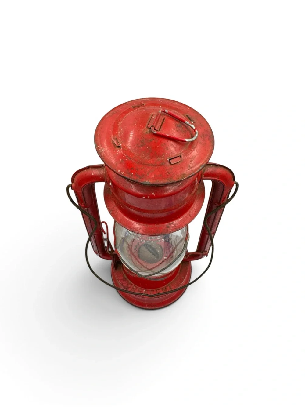 Vintage Red Kerosene Oil Lantern Original Globe Rustic Farmhouse Decor 15”